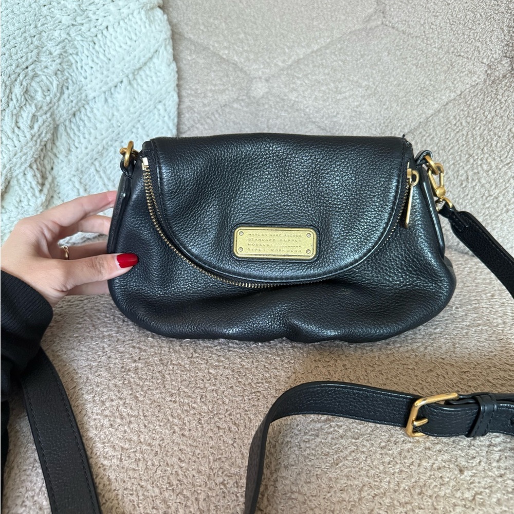 Marc By Marc Jacobs Black Crossbody Bag with Gold Accents